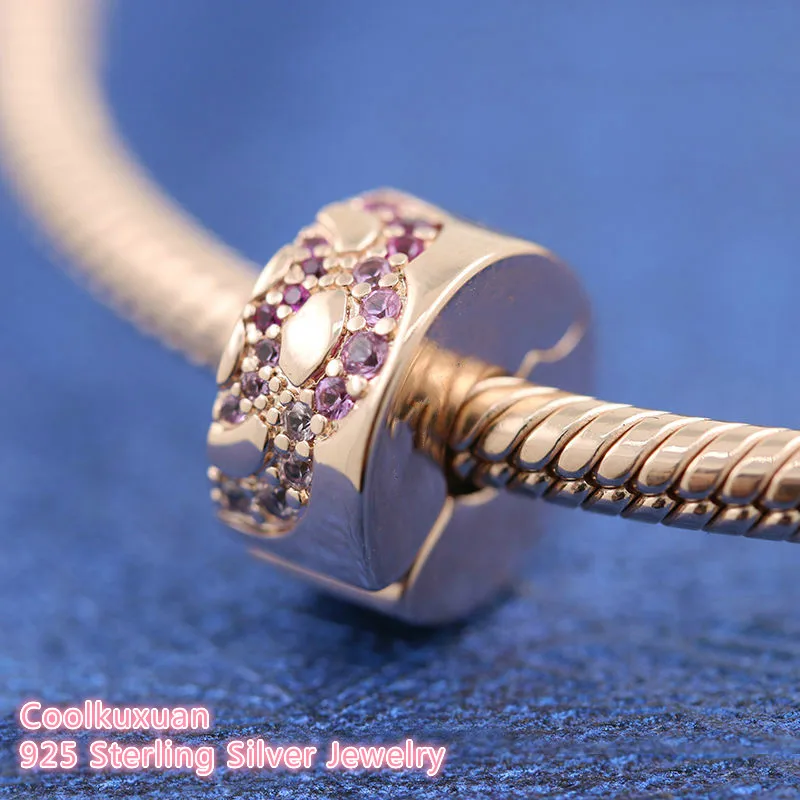 

Бусины-зажимы для браслетов Pandora, серебро, розовое золото 100%