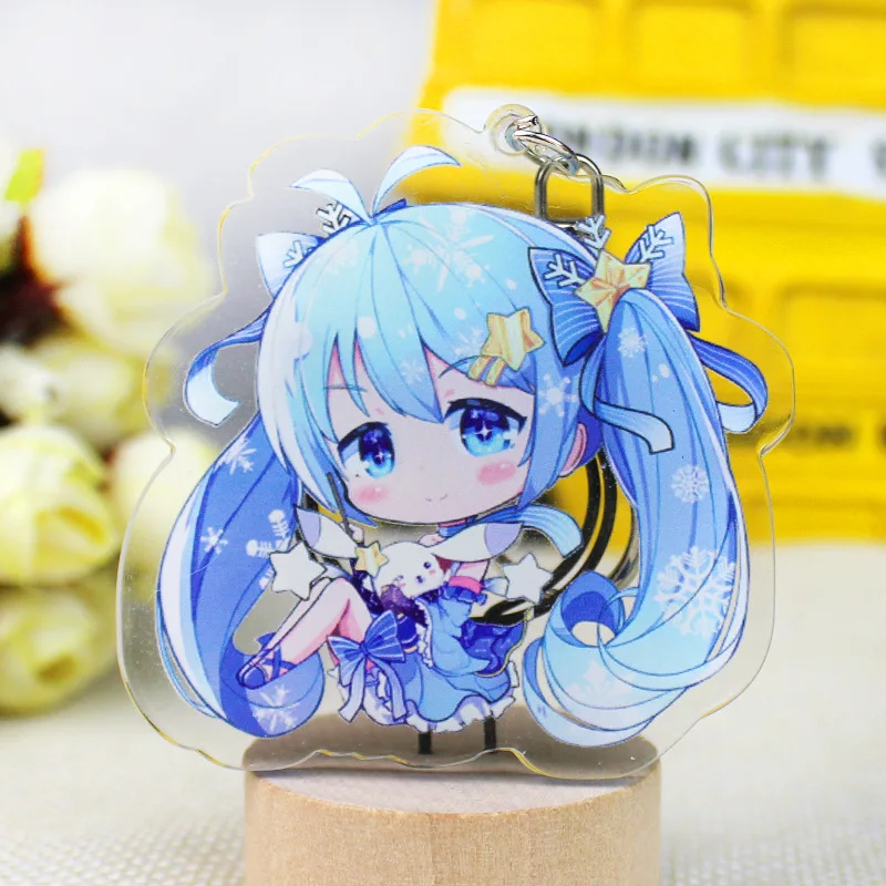 1 шт. брелок аниме Hatsune Miku акриловый брелок Llavero - Цвет: see chart