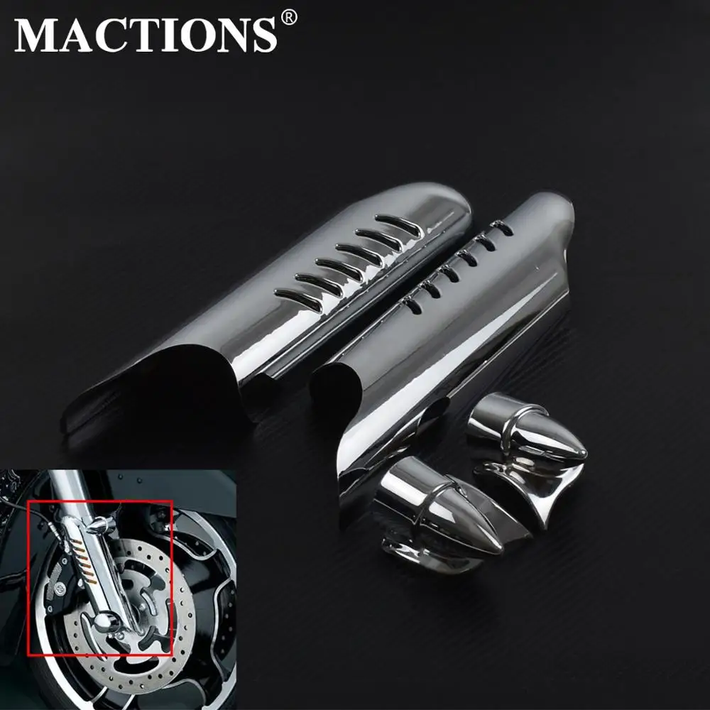 

Mactions ABS Lower Fork Leg Cover Deflectors Shields Chrome For Harley Touring Road King Electra Glide FLHT FLH FLTR 00-13