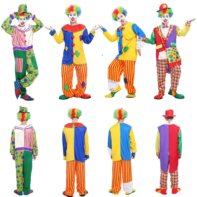 Clown Performance Cosplay Halloween Costume Adult Funny Circus Naughty Dress Party Men and Women | Тематическая одежда и