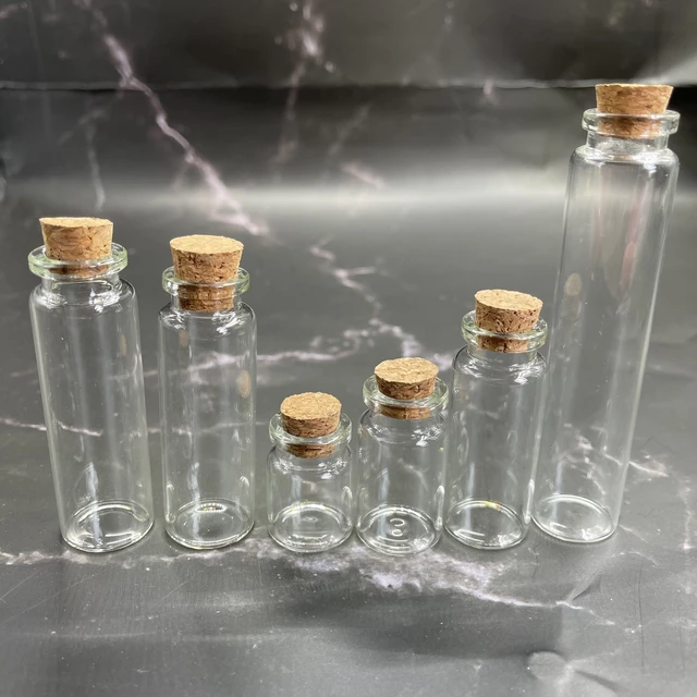 5pcs Mini Glass Bottles with Cork Stopper Clear Glass Wishing Jars Potion Bottle for Wedding Message Favor Containers Home Decor