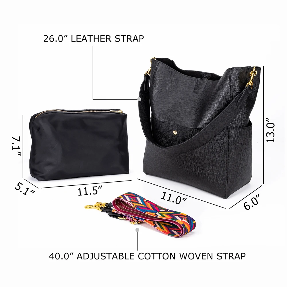  GIONAR RFID Designer Top Layer Cow Leather Bucket Bag Genuine Soft Leather Large Tote Composite Bag - 4000227067453
