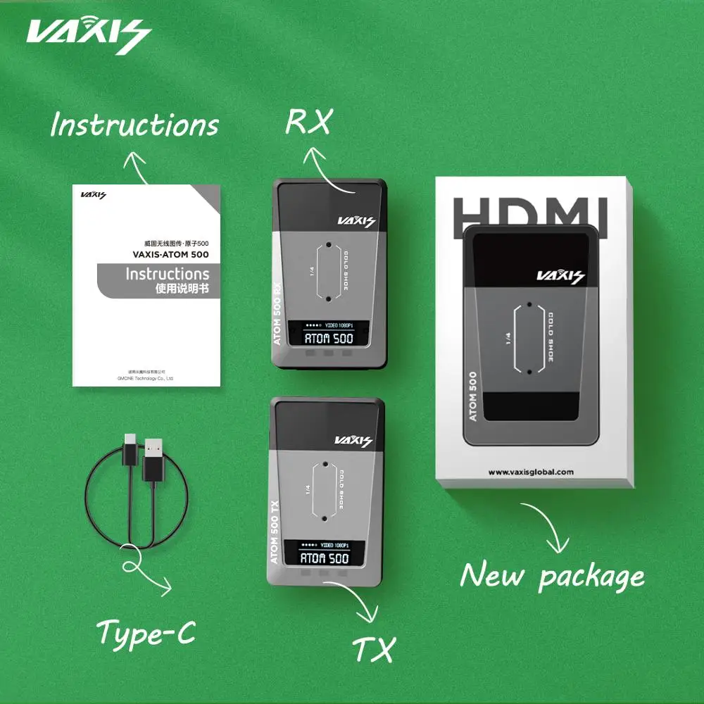 Система беспроводной передачи Vaxis ATOM 500 двойной HDMI-совместимый комплект видео