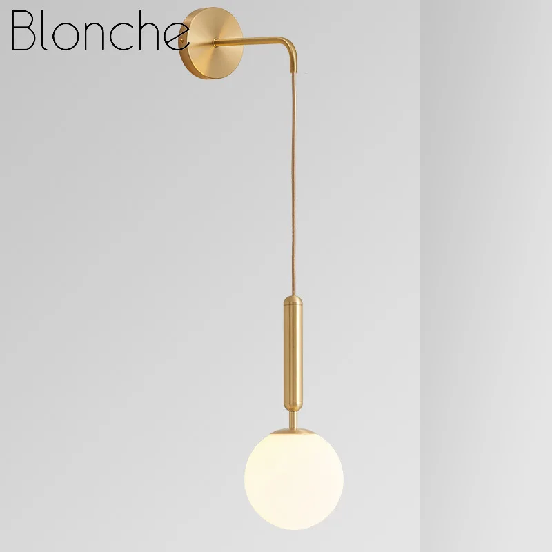 

Blonche Modern Wall Lamp Glass Ball Wall Sconce Lights for Bedroom Living Room Decor Ligthing E27 Gold/Black Fixtures Luminaire