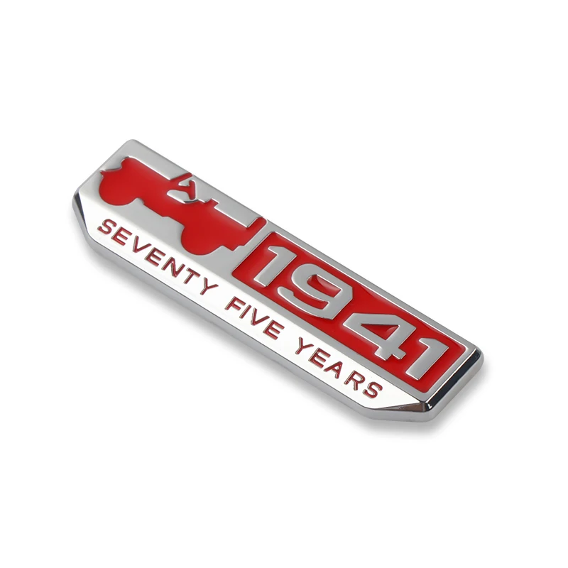 Silver Red 1Pcs Автомобильный стиль, 3D металл, 1941, 70 лет, эмблема, наклейка для Jeep Renegade, компас, патриот, Wrangler, JK, Rubicon Cherokee - Название цвета: Silver Red 1Pcs