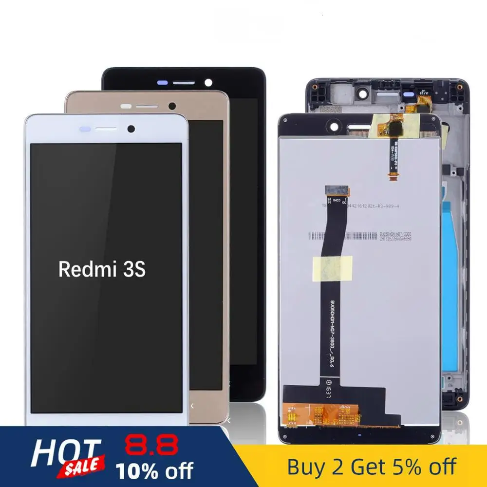 Оригинальный ЖК-дисплей для Xiaomi Redmi 3S сенсорный экран Рамка Замена 3 3X3 Pro |