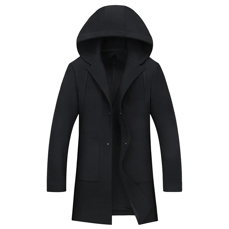 

Chaopang Winter Lian Cap Windbreaker Men Big Code Medium Length Money Wool What About Coat Fat Plus Fat Increase Loose Coat
