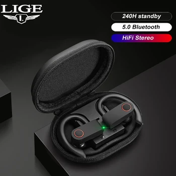 

LIGE Bluetooth Earphones Wireless Headphones TWS Stereo Earbuds Waterproof Noise Cancelling Headset With Charging Compartment