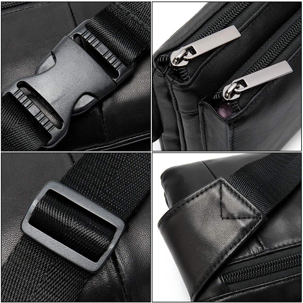 Waist Pack Sling Chest Bag Genuine Leather for Men