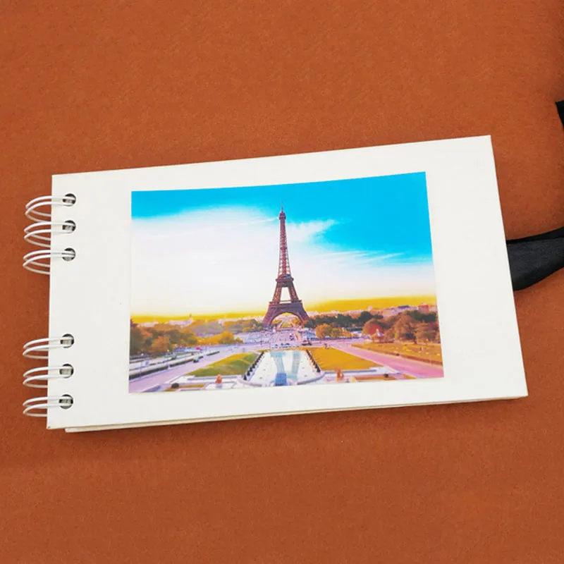 20 страниц фотоальбом скрапбук спиральный переплет с лентой галстук фотоальбом дисплей Гостевая книга ремесло Свадебный юбилей подарок - Цвет: white inside page F