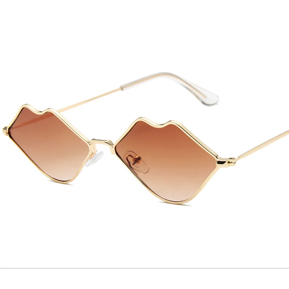 Drcoollo, маленькие солнцезащитные очки, женские вечерние очки, lentes de sol mujer hombre, винтажные сексуальные красные губы, в стиле хип-хоп, солнцезащитные очки для женщин - Цвет линз: Кофе