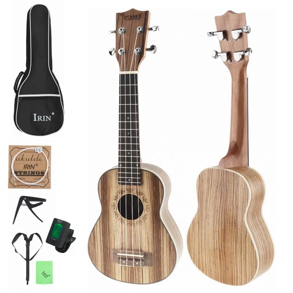 

21 Inch Soprano Ukulele Wood 15 Fret Four Strings Guitar + Bag + Tuner + String + Strap + Cloth For student beginner