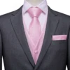 Hi-Tie Chaleco de los hombres traje de seda de 100% rosa para la boda melocotón Chaleco de Coral de alta calidad para hombres de bolsillo juego de gemelos y pañuelo ► Foto 2/6