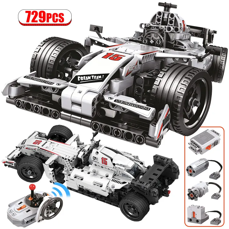 HIGH QUALITY  729pcs Technology Remote Control Model Building Blocks Legoingly Technic RC F1 Racing Car Bricks Ed
