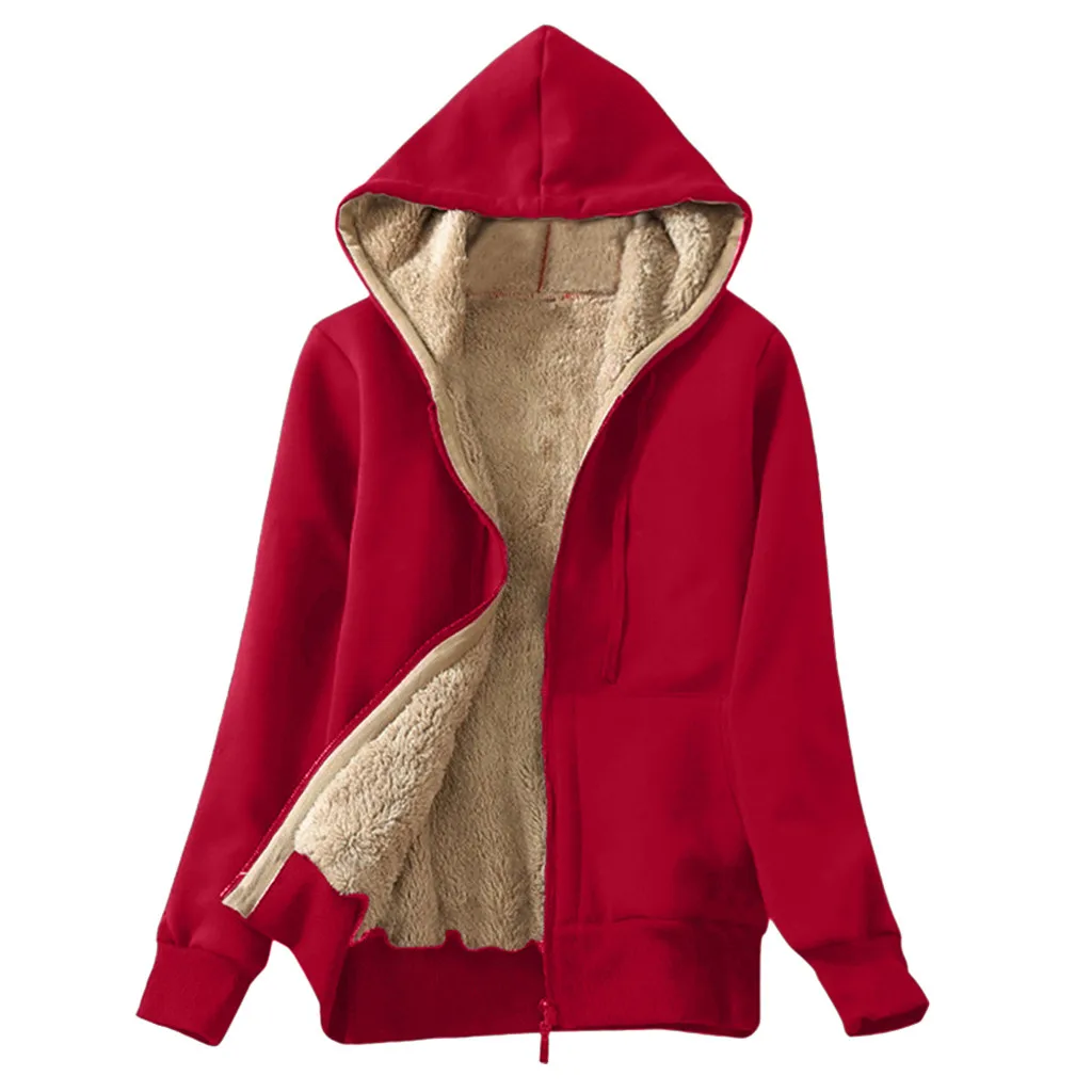 Sherpa Lined Zip Up Lining Bomber Jackets Cute Outwear 2019 New Women Winter Jacket Thick Fur Coats Parkas Fashion |
