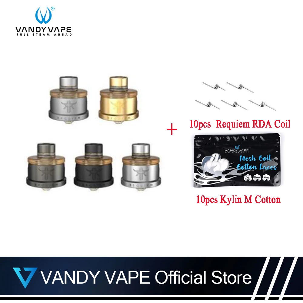 Оригинальный атомайзер Vandy Vape Реквием RDA с 10 шт. Kylin M хлопок спираль плавленый Clapton