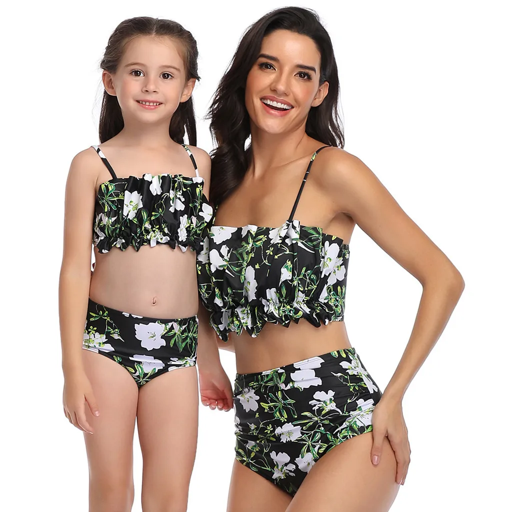 Семейный комплект из двух предметов купальный костюм бикини для мамы и дочки