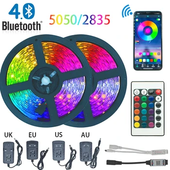 

NEW Bluetooth 5050 LED Strip Light RGB SMD 2835 Flexible Ribbon fita RGB LED light 5M 10M 15M Tape Diode DC12V Bluetooth Control