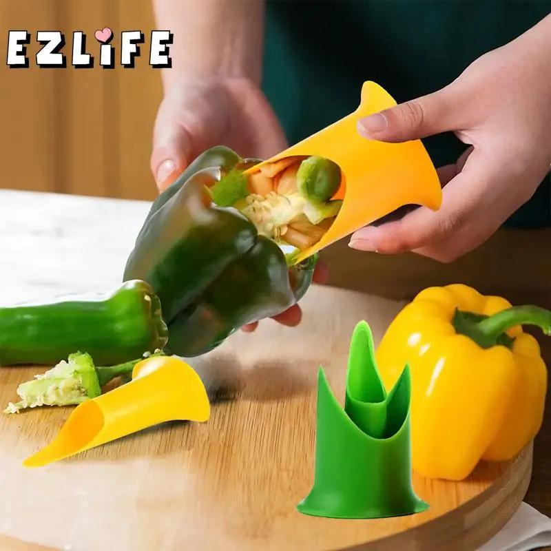 EZLIFE 2in1 Pepper Chili Bell Jalapeno Remover Green Kitchen Fruit Slicer Utensil Pepper Chilli Peeler Corer C0G0
