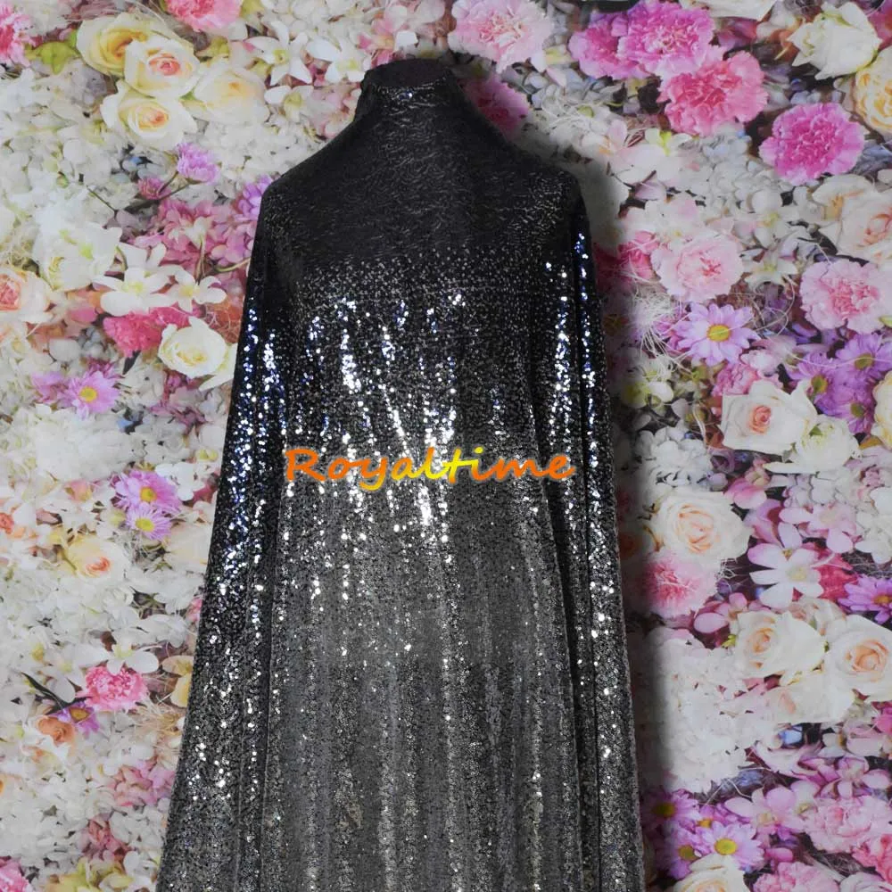 Navy Blue Silver Sequin Fabric 002