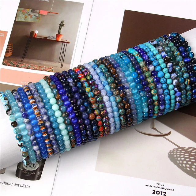 STRETCH BRACELETS-CARIBBEAN BLUE STACK — Cindy Borders Jewelry