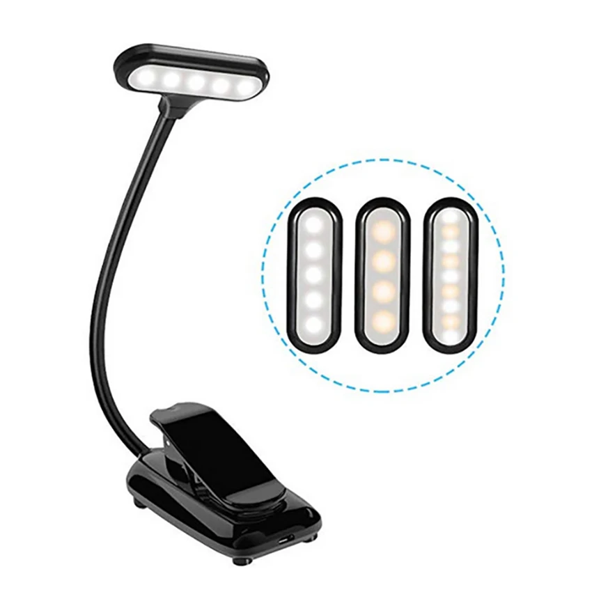 

Rechargeable LED USB Book Light Reading Light Flexible Book Lamp Dimmer Clip Table Desk Lamp Eye Protection Portable Clip Light