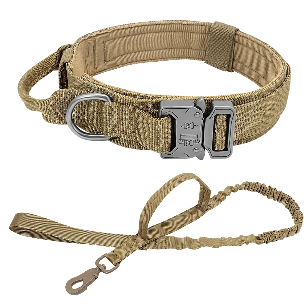 Military Tactical Dog Collar Elastic Bungee Leash  Collar Set Nylon Pet Collar Large Dogs Traning Collars For German Shepherd