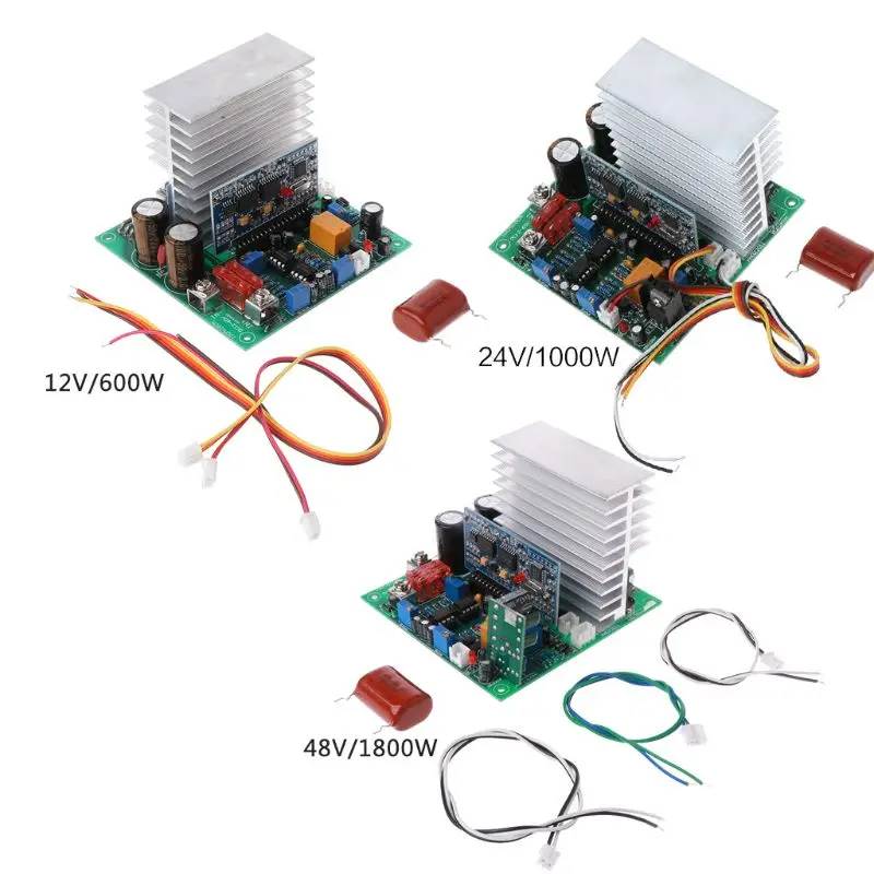 Инвертор с чистым синусом Мощность преобразователь частоты доска 12/24 V/48 V 600/1000/1800W готовой Панели для "сделай сам"