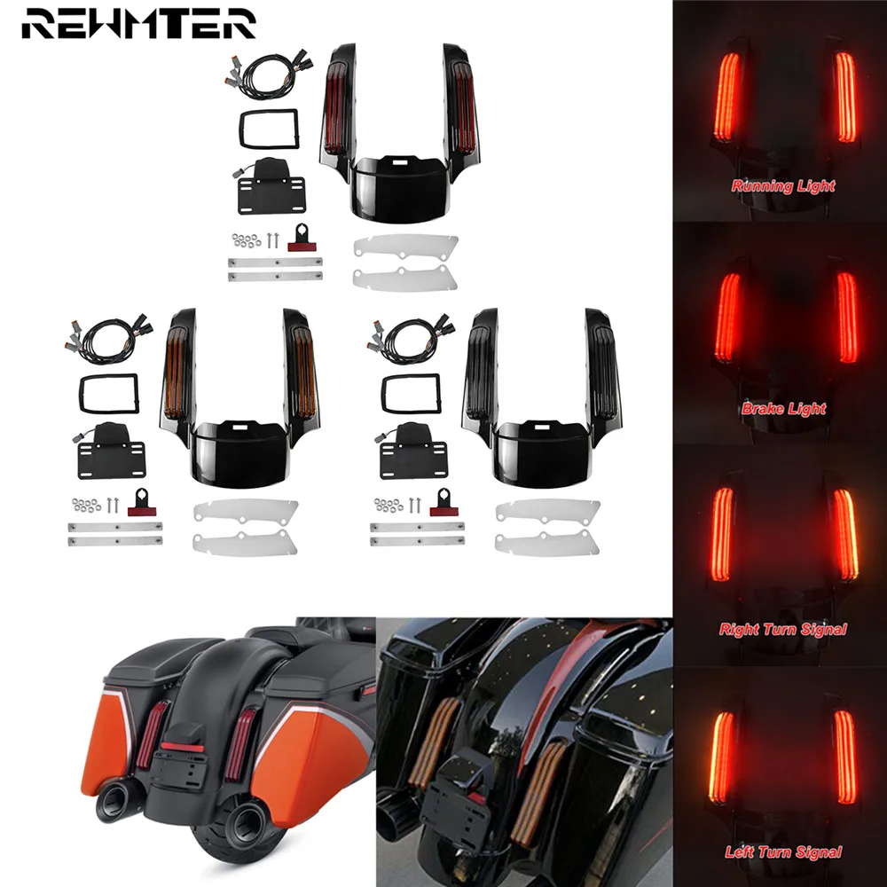 Moto Led Light Parafango Posteriore Fascia Set Per Harley Touring Street Glide Electra Road Glide Road King 2009-2023 Flhtk Flhr