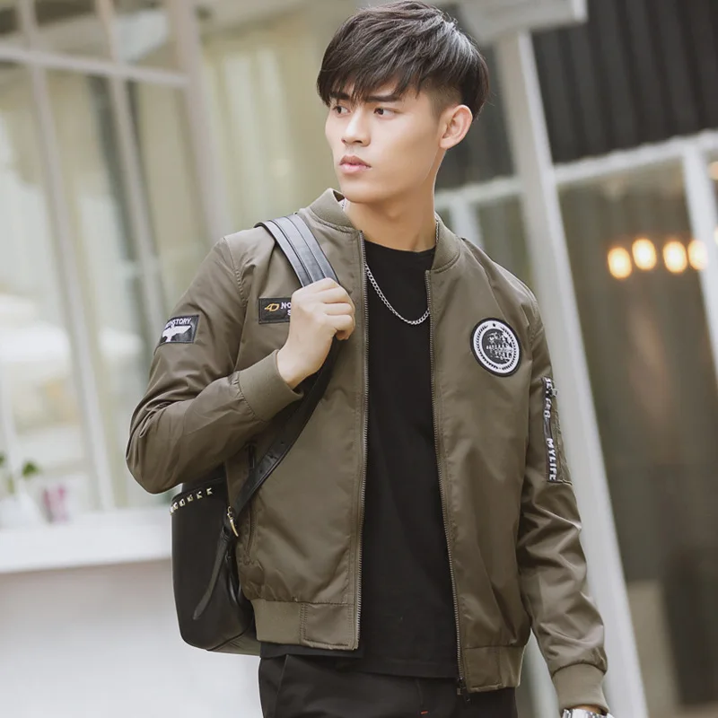 

Men Stand Collar Pilot Air Force Hip Hop Jacket Overcoat Size M-3XL Spring Fashion Men Embroidery Smart Casual Jackets Coats