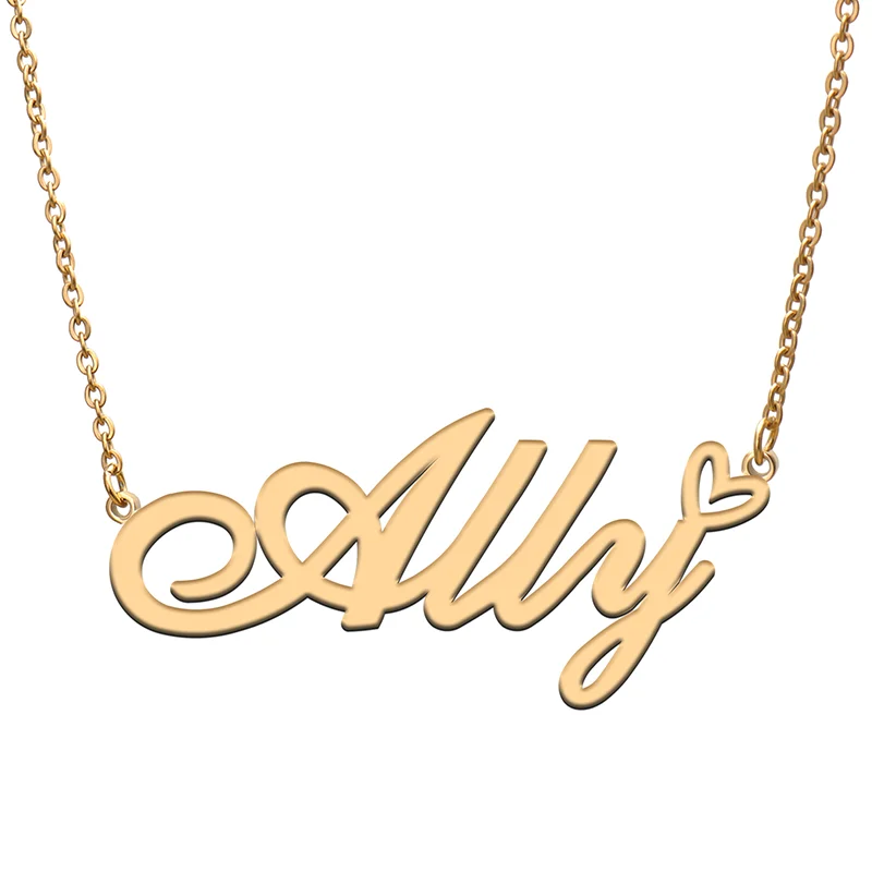 

Ally Name Tag Necklace Personalized Pendant Jewelry Gifts for Mom Daughter Girl Friend Birthday Christmas Party Present