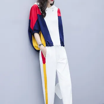 

Female Outfits Tracksuit 2 Piece Pants Set Sportswear Sets Pants Casual White Hoodies Top Women Clothes Streetwear