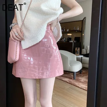 

DEAT 2020 New Summer Fashion Preppy High Waist Slim Sexy Style Pink A- Line Mini Short Skirt Women SB510