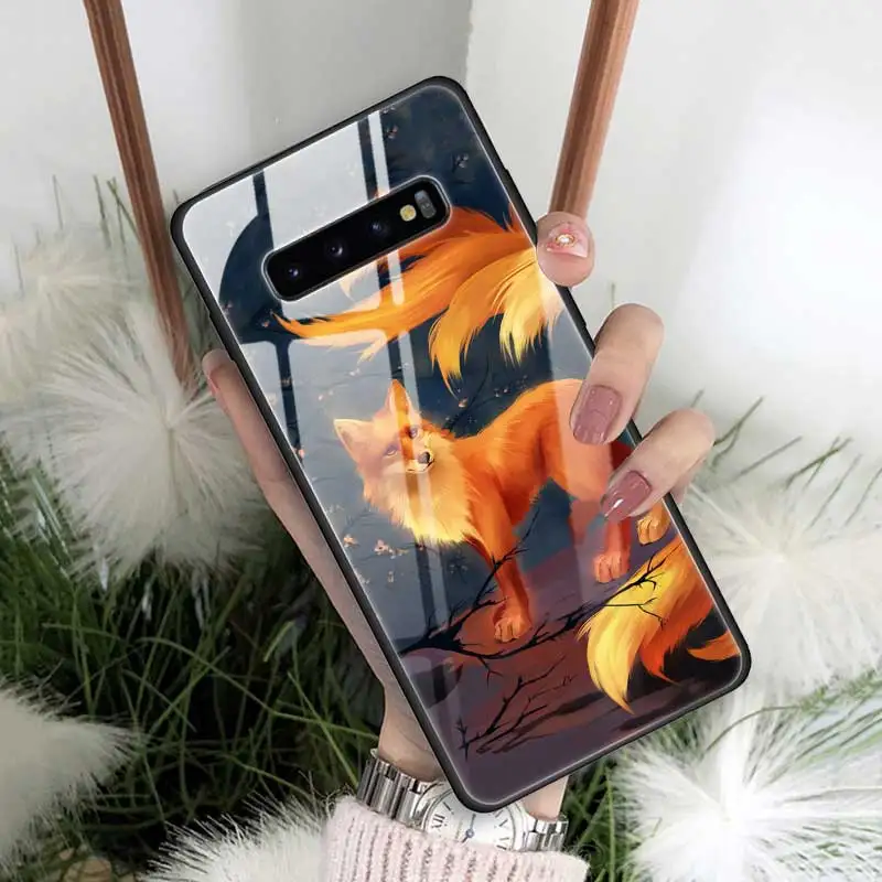 01 Милый осенний чехол из закаленного стекла с лисой для samsung Galaxy S10 S10e S9 S8 Note9 Note 10 Plus 5G A50 A30 края из ТПУ - Цвет: 01