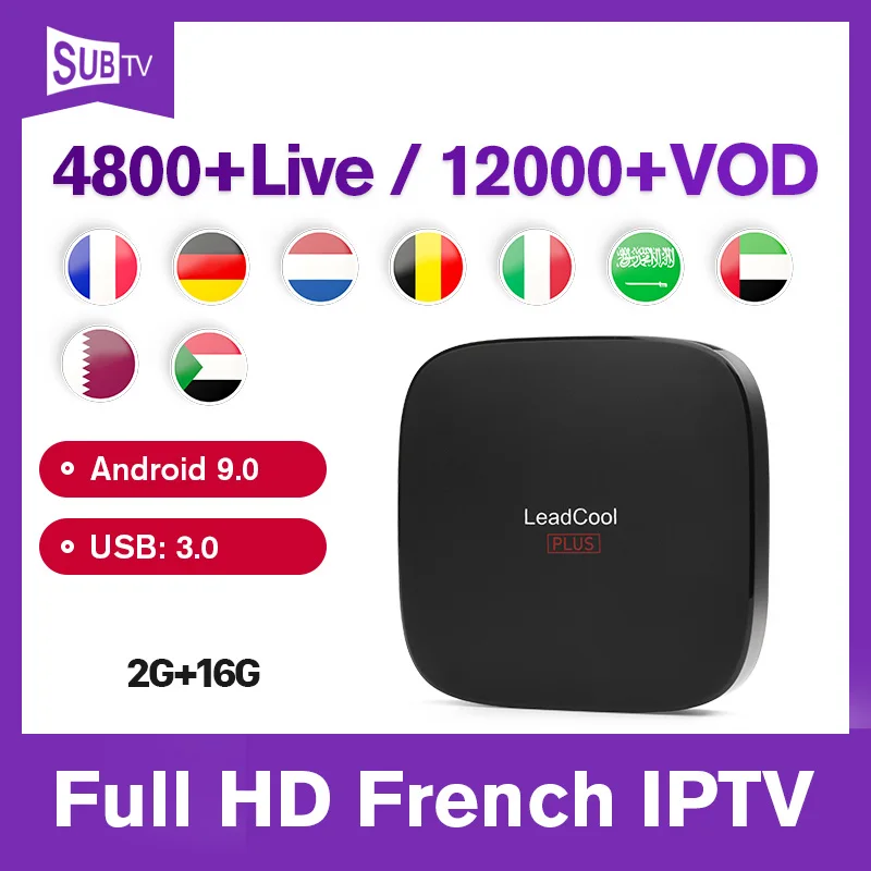 

4K IPTV France Android Spain IPTV box Leadcool Plus smart box RK3318 with IPTV Subscription Germany Arabic Portugal IP TV Code