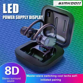

SIMKOOII B1 Sports Wireless Earbuds Bluetooth 5.0 Headphones Wireless Deep Bass in-Ear TWS Stereo IPX5 Waterproof Earphones Mic