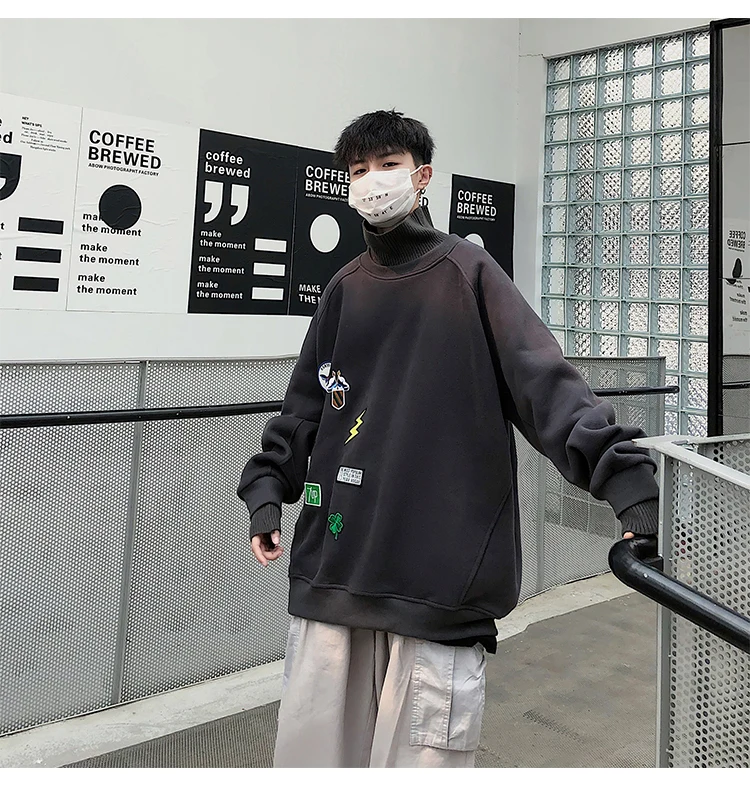 LAPPSTER мужские толстовки с высоким воротом большого размера мужская Японская уличная одежда толстовки осенние корейские Харадзюку хип хоп забавная одежда