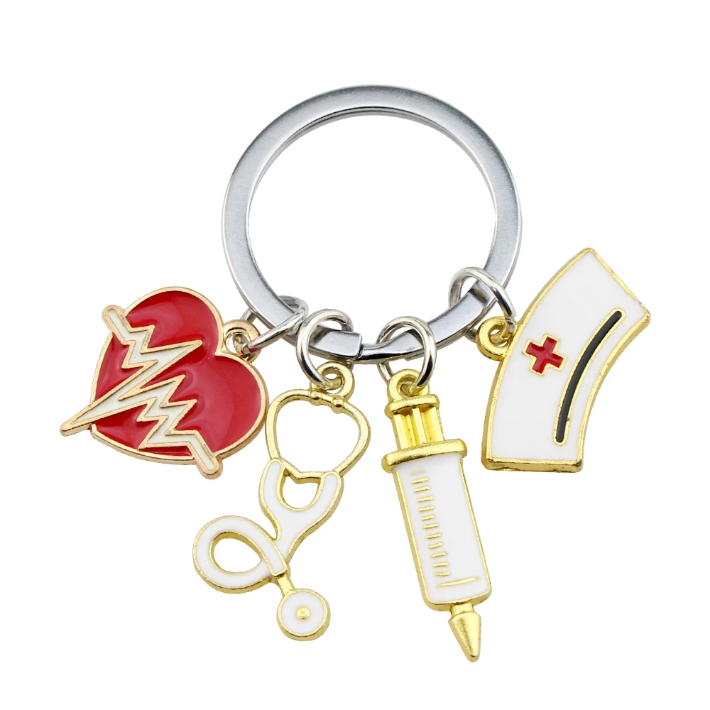 New Doctor Keychain Medical Tool Key Ring Injection Syringe Stethoscope Nurse Cap Chain Medico Gift DIY Jewelry Handmade | Украшения и