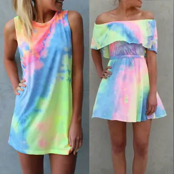 

Fashion New Ladies Dresses Womens Summer Beach Wear Cover Up Boho Swimwear Ladies Swing Sun Dress