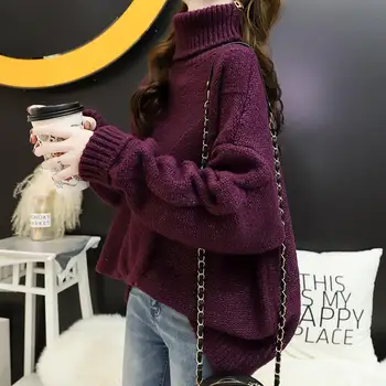 

Turtleneck Sweater Pullover Female Twist Thick Lazy Lazy Loose Sweater 2020 New Autumn Winter Fashion Outerwear