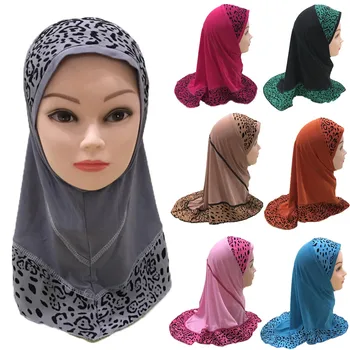 

Baby Hats Child Muslim Stretch Leopard Print Chemo Cap Hair Head Scarf Headwrap Cap Newborn Photography Props bonnet enfant