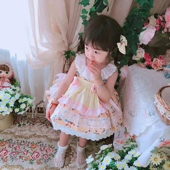 

2020summer Custom Court Style Girl Lolita Dress Baby Floral Princess Dress Birthday Evening Wedding Dress Kids Dress for Girls
