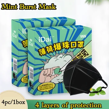 

Mint flavor filter cotton mask mint burst bead disposable mask black breathable anti-fog dust-proof deodorant lasting fragrance