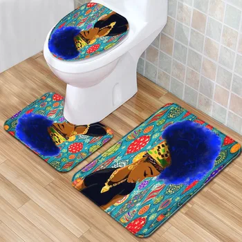 

African Women's Bathroom Mat Three-Piece Bathroom Carpet Toilet Mat Set Door Mat Bathroom Non-Slip Mat Spot