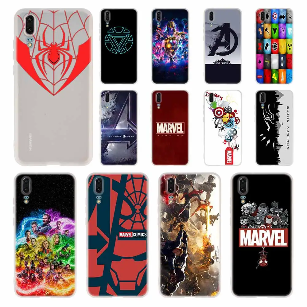 

Case Silicone Soft TPU Cover For Huawei P30 P20 Pro P10 P9 P8 Plus P Smart Lite 2019 Avengers Endgame Marvel logo Cases