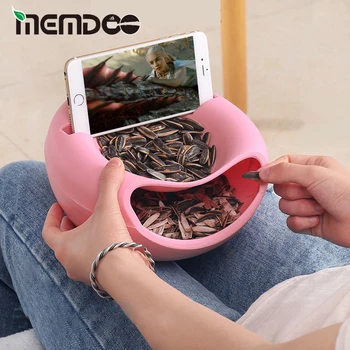 

MEMDOO 1 Pcs Creative Shape Lazy Snack Bowl Plastic Double Layers Snack Storage Box Bowl Lazy Fruit Plate Bowl