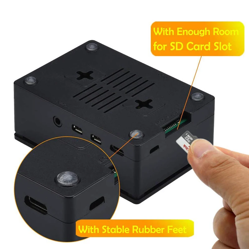 Raspberry Pi 4 ABS Чехол черный пластиковый корпус с адаптером питания охлаждающий вентилятор кулер для Raspberry Pi 4 Модель B 4B