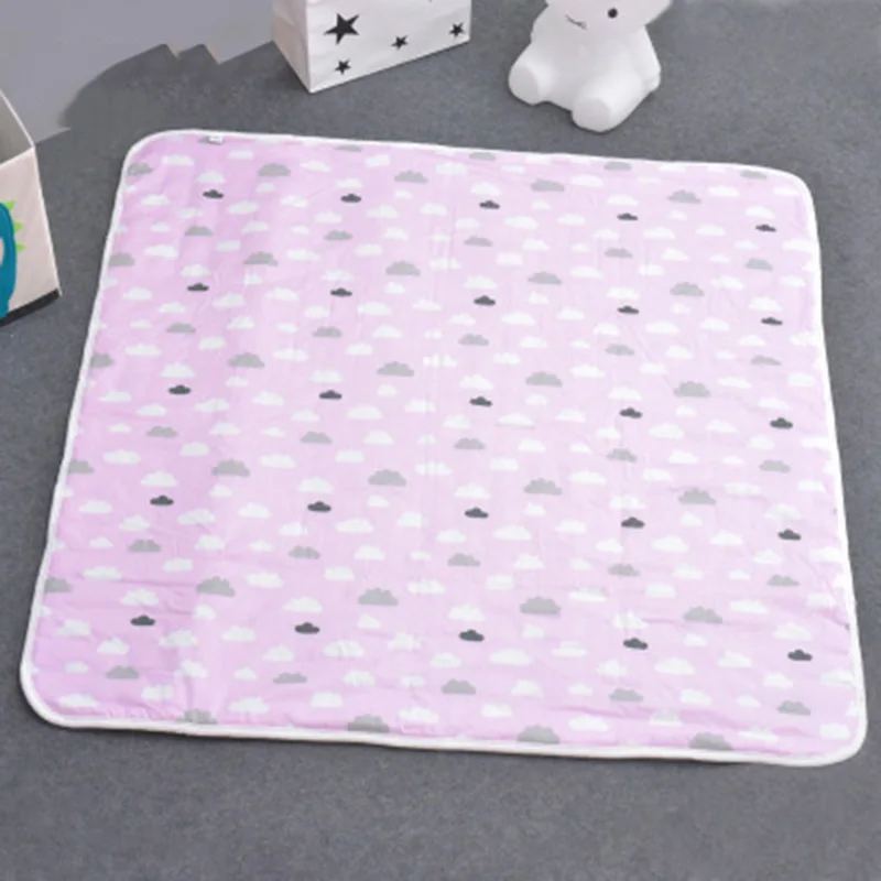 Children's tent mat moisture-proof thickening environmentally friendly tasteless cotton mat baby crawling mat non-slip carpet ma - Цвет: Pink clouds
