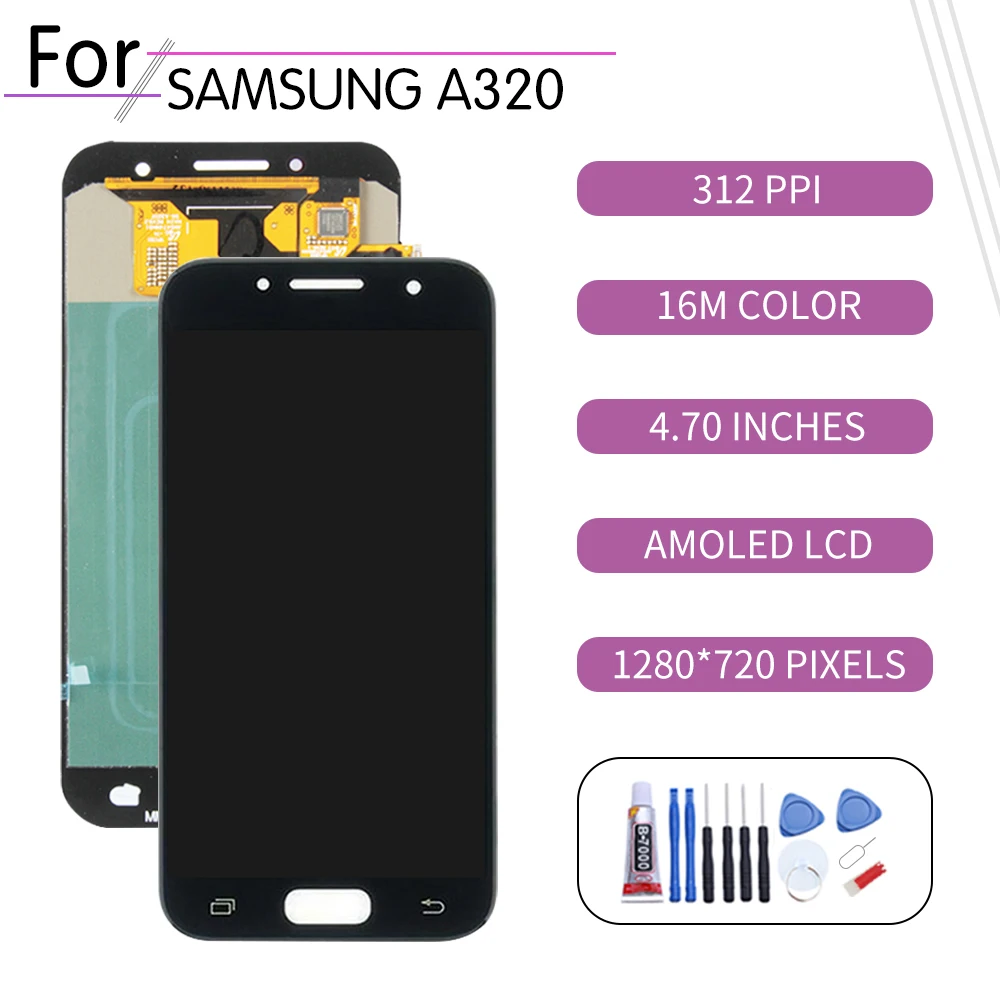 Оригинальный сенсорный ЖК-экран AMOLED 4 7 дюйма для SAMSUNG Galaxy A3 2017 A320 дигитайзер в