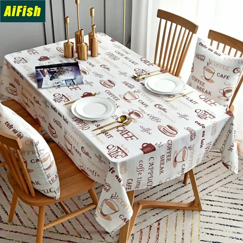 

English Alphabet Printed Table Cloth Waterproof Cafe Bar Table Cover Rectangular Lattice Tablecloth Napkin Household TM529-5